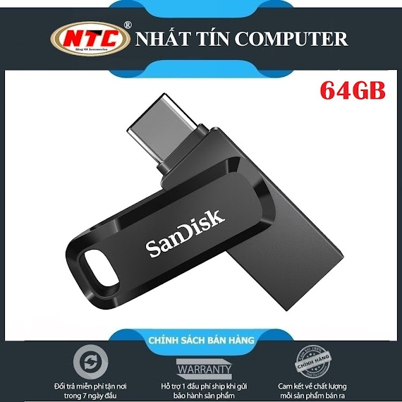 Usb Otg Sandisk Ultra Dual Drive Go Usb Type - C 3.1 64Gb 150Mb/S (Đen)