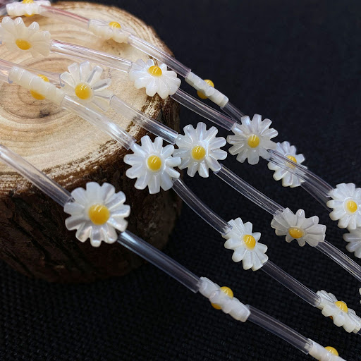 Title 1, Natural Shell Small Daisy Loose Beads for Jewel...