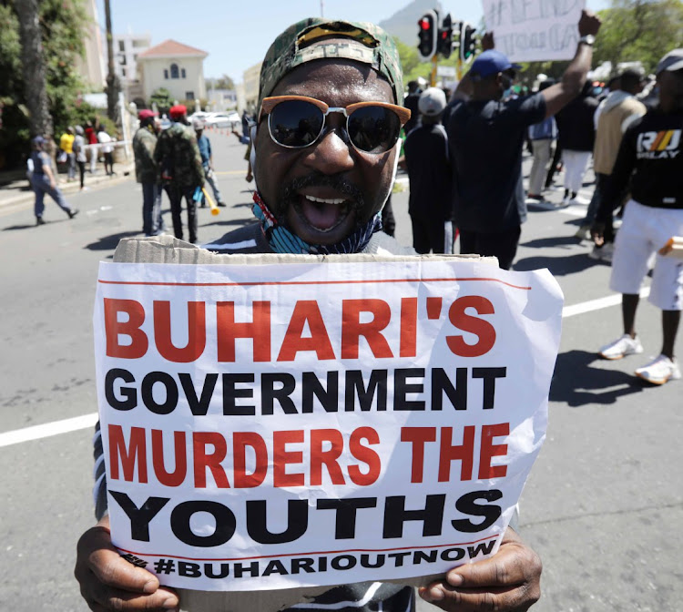 Nigerians based in South Africa marched to parliament in Cape Town on October 21 2020, to join the #EndSARS protests in solidarity with Nigerian youths who are protesting against police brutality and the controversial, now disbanded, Special Anti-Robbery Squad.