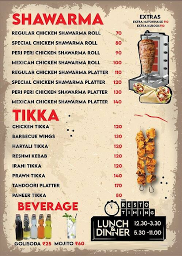 Barbeque Hut menu 