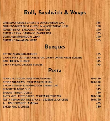 Up & Up menu 