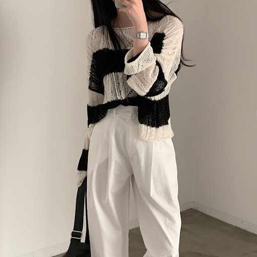 Title 12, Retro Lazy Style Contrast Color Twist Short Loo...