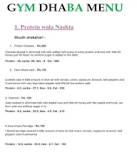 Gym Dhaba menu 1