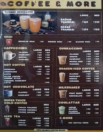 Dunkin' menu 