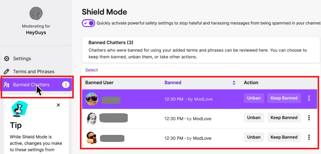 use Twitch Panic button feature