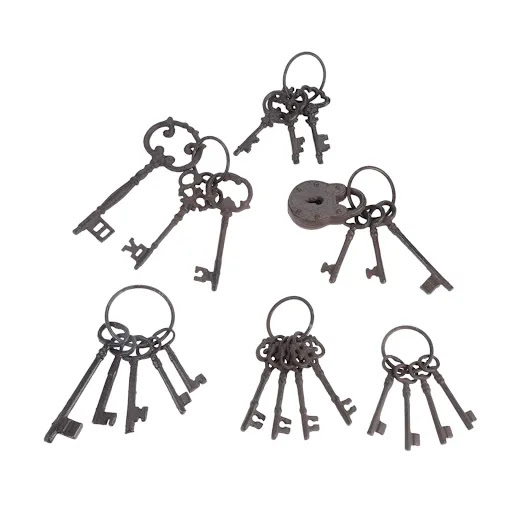 Title 8, Rustic garden decorative cast iron keyring pend...