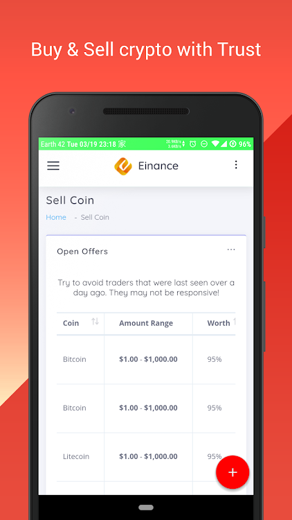 Einance 1 Buy Sell Bitcoins For Cash Locally Android Apps - 