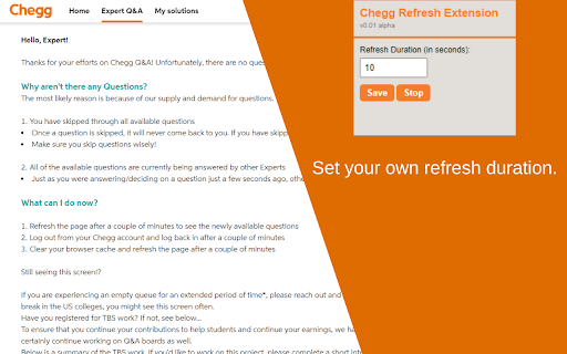 Chegg Auto Refresher