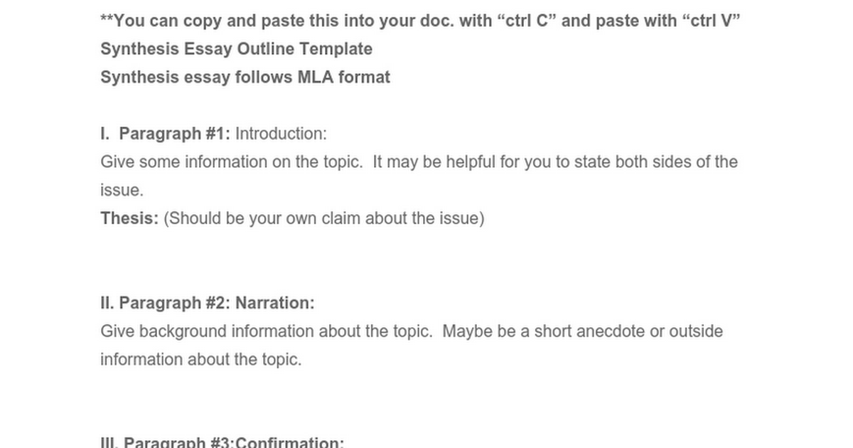 synthesis paper outline example