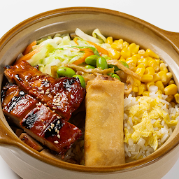 BBQ Chicken over Egg Fried Rice