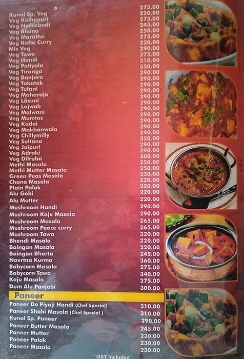 Hotel Kunal menu 