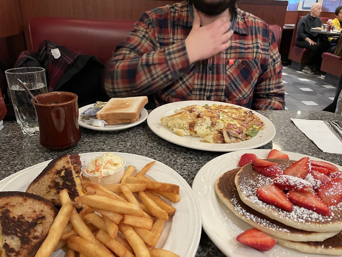 Grilled cheese with GF fries, GF pancakes