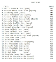 Cake Sun menu 1