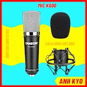 Mic Thu Âm Pc K600, Mic Livestream K600 Màu Đen Sơn Chống Rỉ Kết Hợp Sound Card Mixer