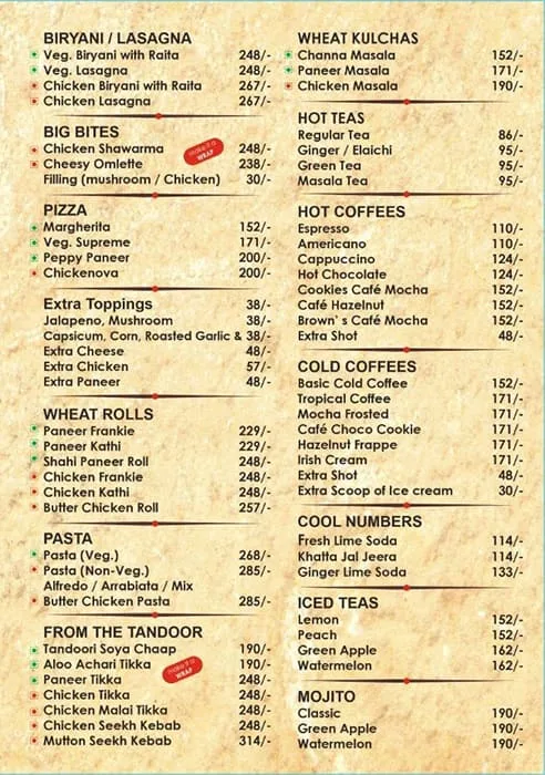 Brown Sugar menu 