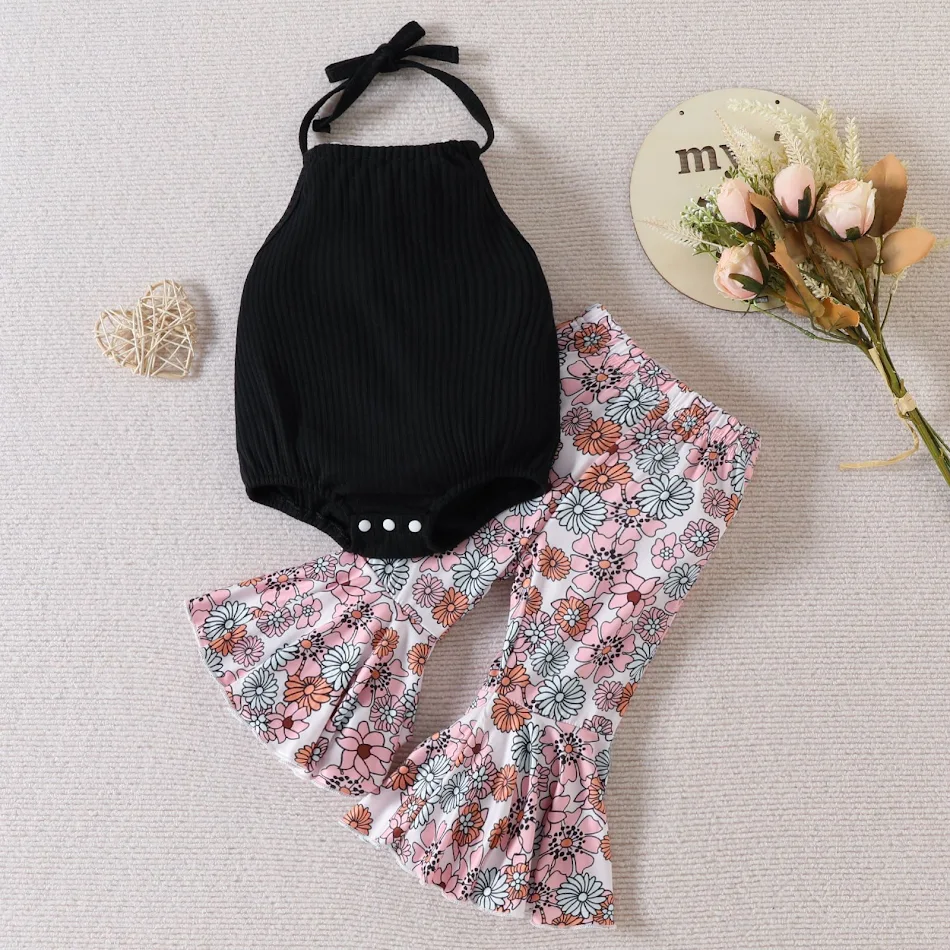 Kinderen Halter Rugloos Romper Broekpak met wijde pijpen, ideaal voor zomer, comfortabel en modieus