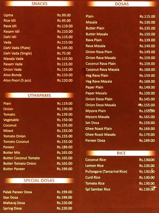 Shree Rathnam menu 