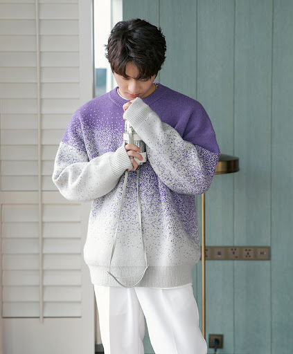 Title 4, Mens Color Gradient Couple Sweater Loose Knit,...