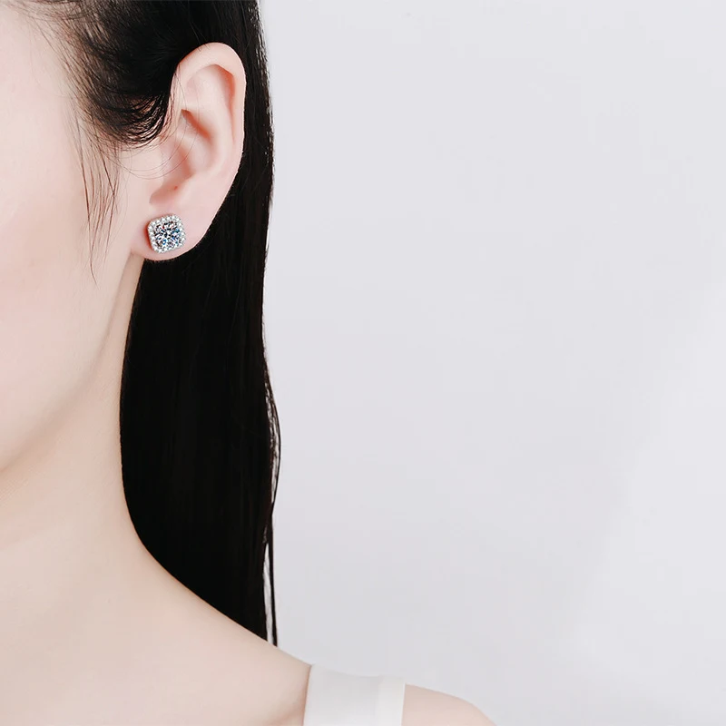 Pendientes de plata de ley con moissanita para mujer Brillo elegante Joyería femenina Regalo perfecto para ella Diseño sofisticado