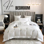 Drap Giường Lụa 80S Bộ Chăn Ga Gối Đệm 5 Món Chăn Chần Bông Lụa Nhà Hin Home Bedding