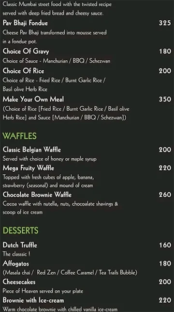 Tea Trails Cafe menu 