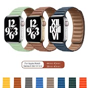 Dây Đeo Bằng Da Khóa Nam Châm Cho Đồng Hồ Thông Minh Apple Watch 41Mm 45Mm 44Mm 40Mm 38Mm 42Mm Iwatch Seires 7 6 Se 5 4