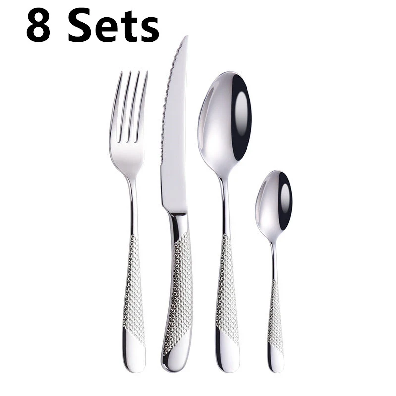 Ensemble de couverts simples en acier inoxydable pour la maison, parfait pour les repas quotidiens, facile à nettoyer, design élégant et durable.