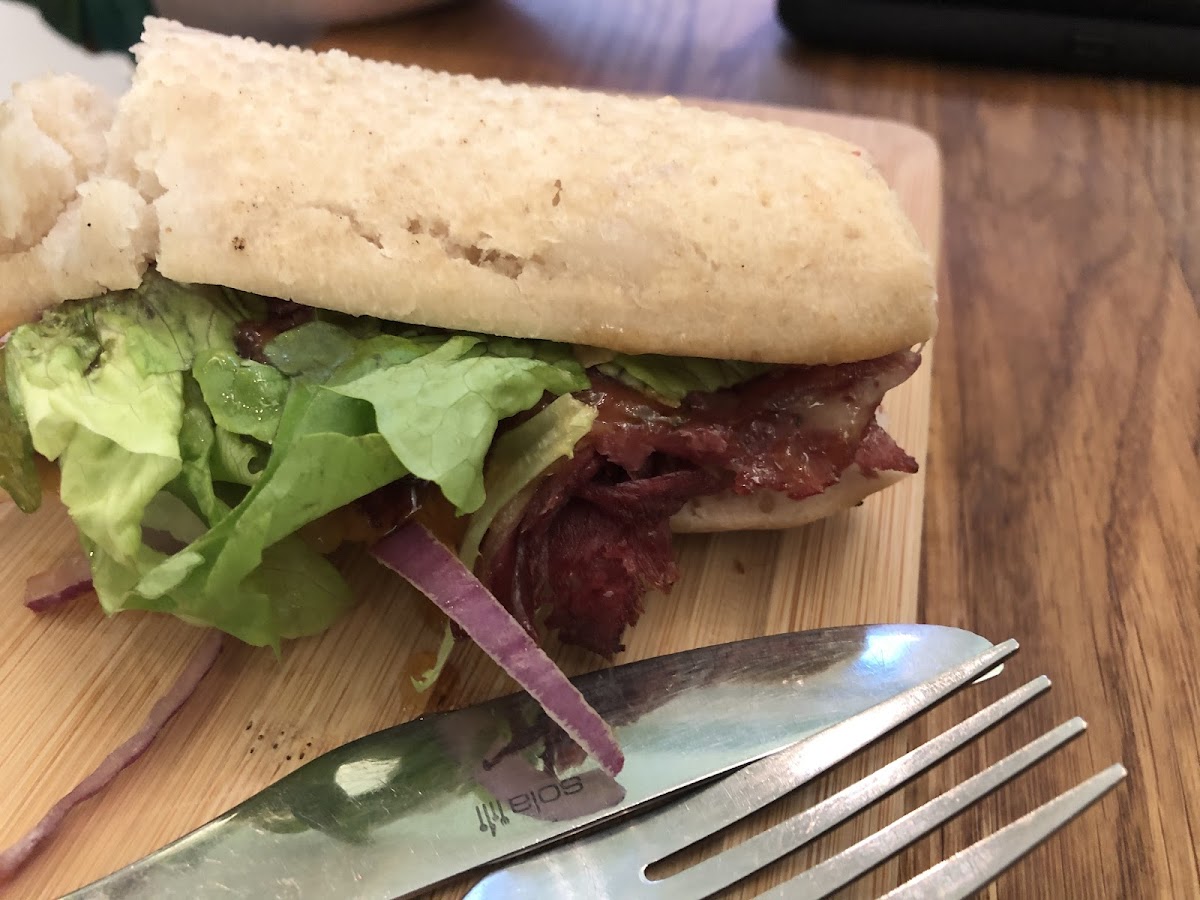 Pastrami gf sandwich with mango chutney-excellent!