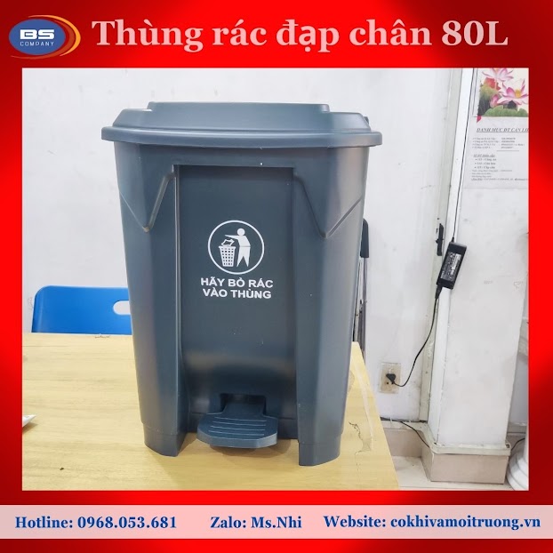 Thùng rác trong nhà 80L loại đạp chân