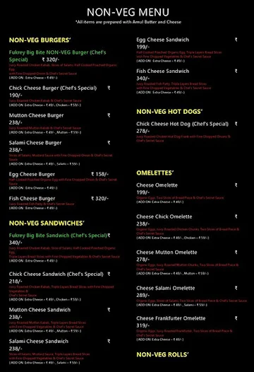 Late Night Burger menu 