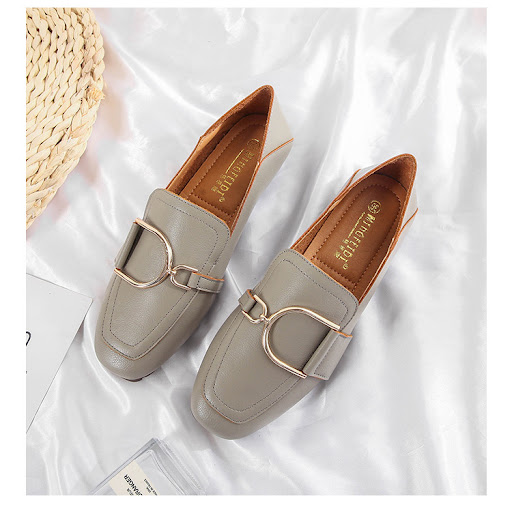 Title 5, British Style Small Leather Flat Shoes with Squ...