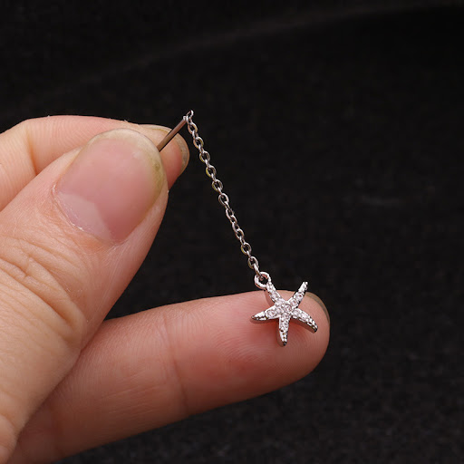 Title 12, Creative Pendant Earrings Pentagram Zircon Stai...