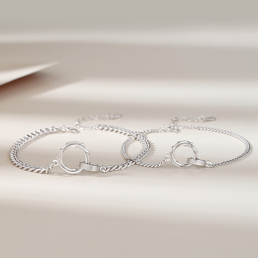 Title 4, Thorns Mobius Couple Bracelet Sterling Silver P...