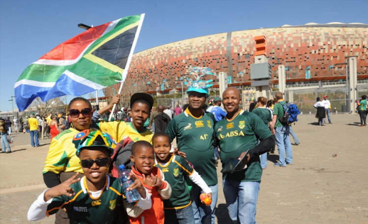 Bafana Bafana fans during the International friendly match between South Africa and Burkina Faso at FNB Stadium.