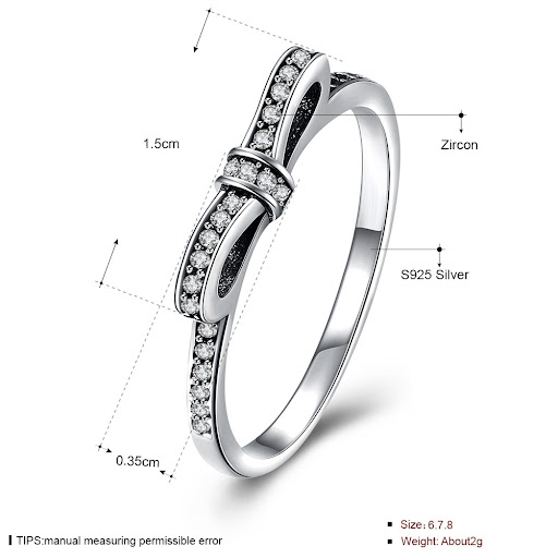 Title 1, Ladies bow black zircon silver ring. A stunning...