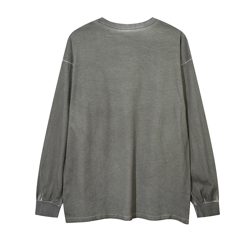 Heren Katoenen Ronde Hals Losse Top, Distressed en Vuil, Casual en Comfortabel, Perfect voor Dagelijks Gebruik