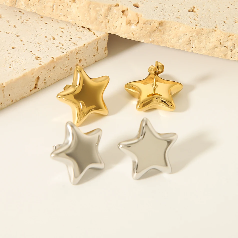 RVS pentagram oorbellen voor dames, stijlvol en duurzaam. Perfect voor een mysterieuze uitstraling en unieke look.