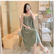 Váy Đầm Ngủ Hai Dây Mặc Nhà Dáng Dài Vải Cotton Lụa Tự Nhiên Thoáng Mát Mềm Mại Mặc Mùa Hè Freesize Mã Vav0415