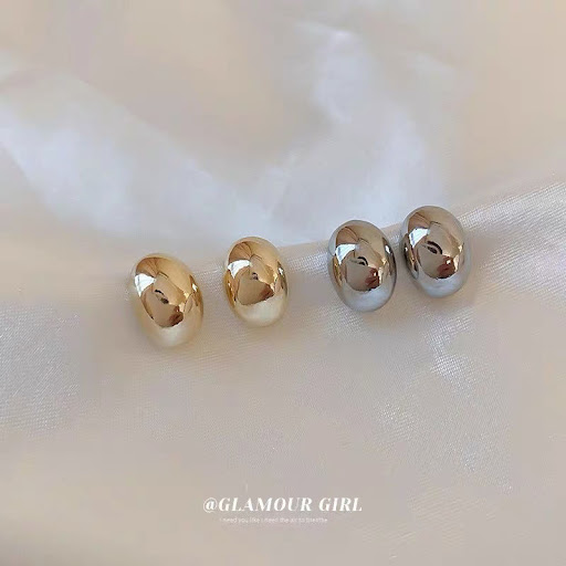 Title 3, Simple womens silver needle gold bean earrings...