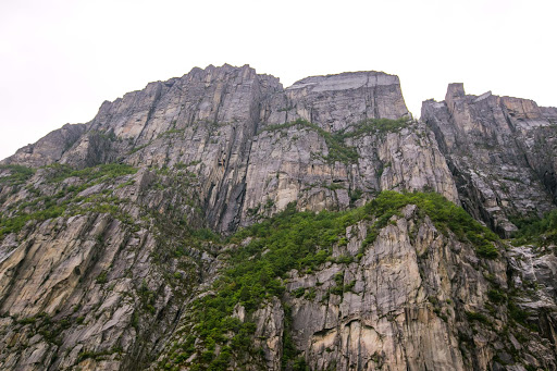 Pulpit-Rock.jpg -  View of Pulpit Rock (Preikestolen), elevation 1,982 feet, seen from Lysefjord in western Norway in summer 2018. Tom Cruise shot scenes from “Mission Impossible: Fallout” there a few months earlier. 