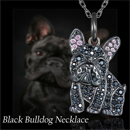 Title 3, Black France Dog-shaped Pendant Necklace — Styl...