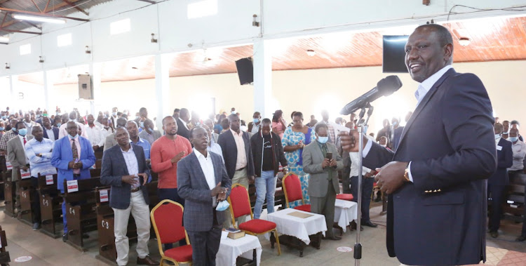 Deputy President speaking at the Africa Inland Church Bomani in Machakos Town during the Sunday service on October 11, 2020.