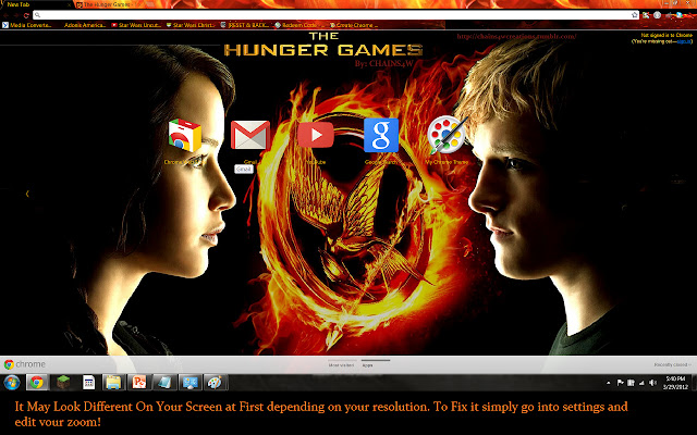 The Hunger Games Characters Fire Theme chrome extension