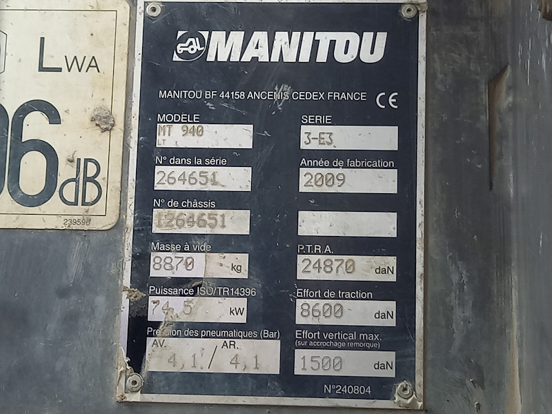 Picture of a MANITOU MT940 L TURBO S3 E3