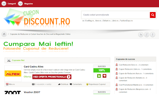 Cupoane de Reducere si Coduri Pentru Discount