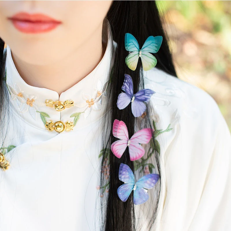 Title 5, Barrette papillon en tulle tridimensionnel doub...