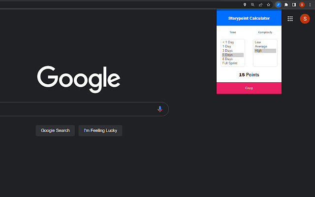 Scrumulator: Scrum Storypoint Calculator chrome extension