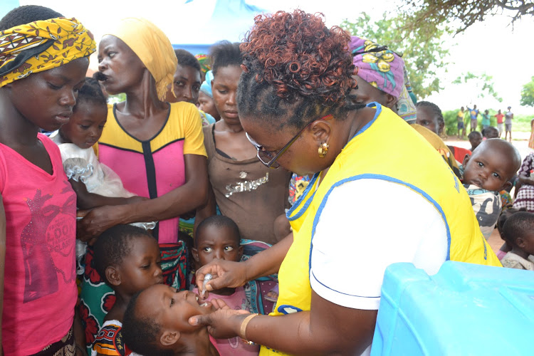 A child is vaccinated against polio at Hurara Primary school in Tana River recently.