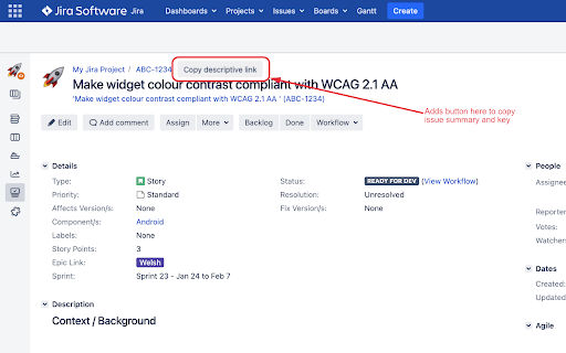 Jira descriptive link