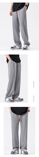 Title 4, Summer Ice Silk Thin Loose Straight Casual Pant...